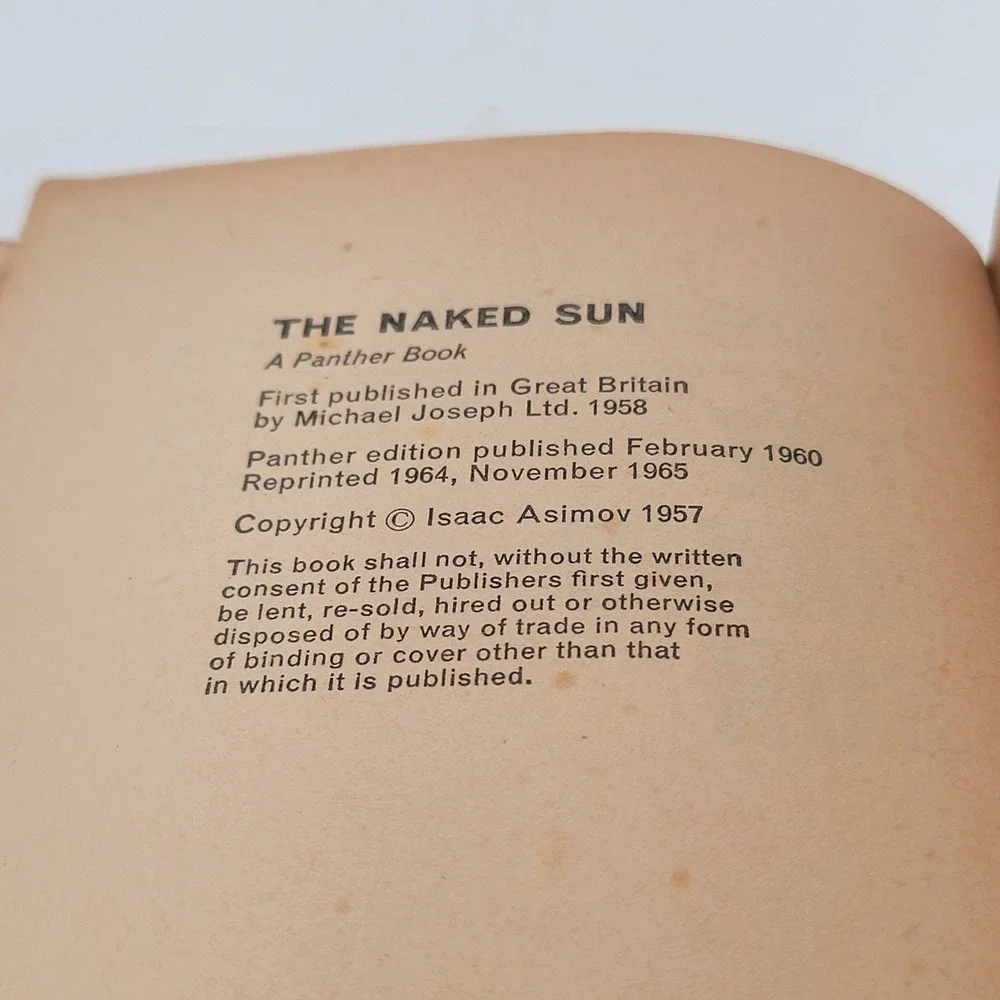 Isaac Asimov The Naked Sun Paperback 1965‎ Panther Printing Sci-Fi Robot Fair